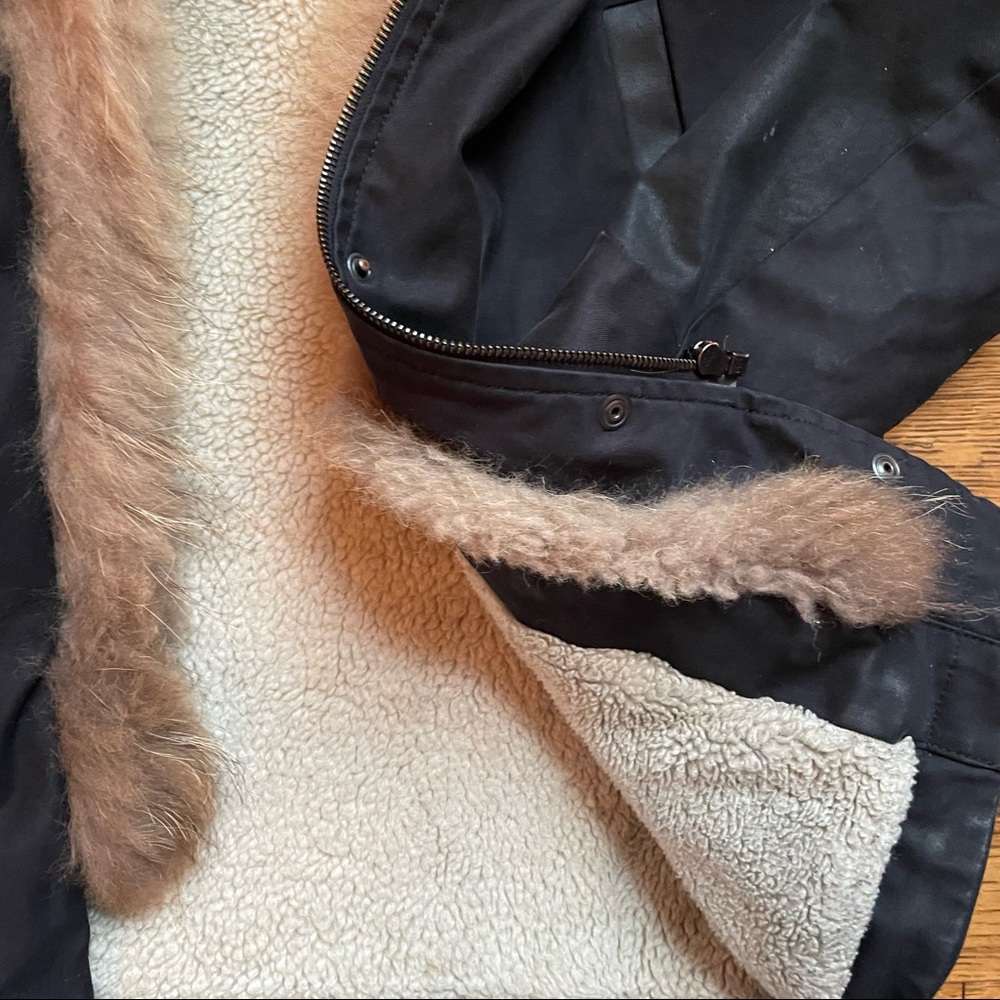 Sandro teddy-lined black winter parka